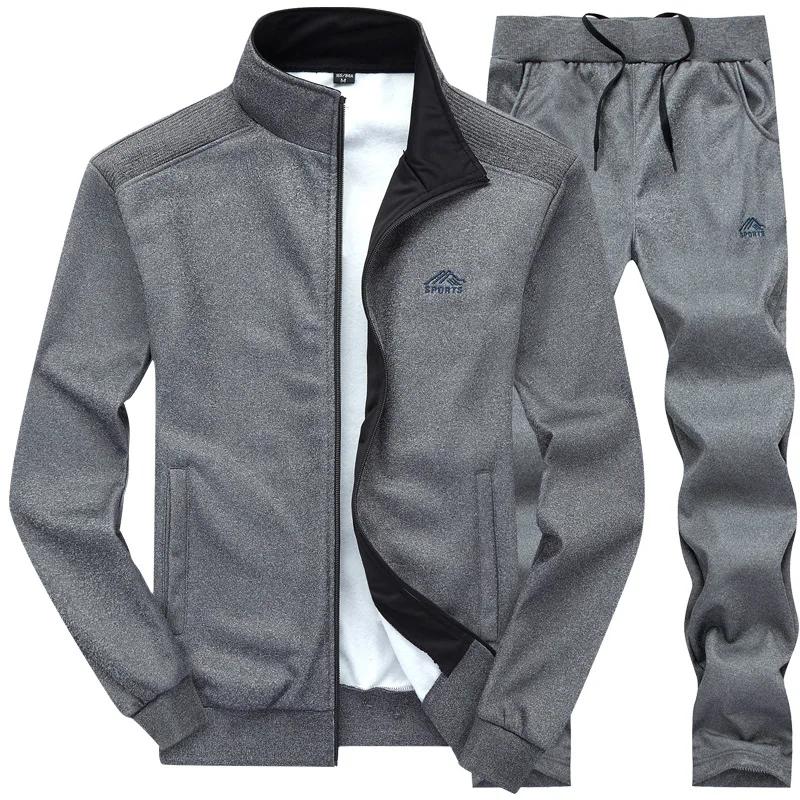 Tracksuits Men Sweatshirt Sporting Fleece Gyms Jacket + Pants Casual Men's Track Suit Sportswear Fitness