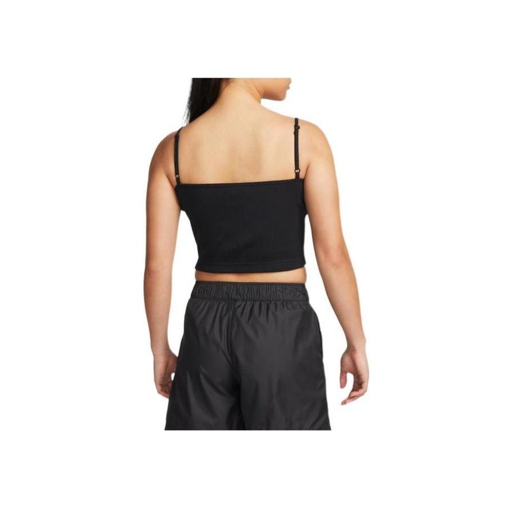 Nike Sportswear Essential 1 Markenlogo Einfarbiges Crop Tank Damen Tops Schwarz DM6738-010