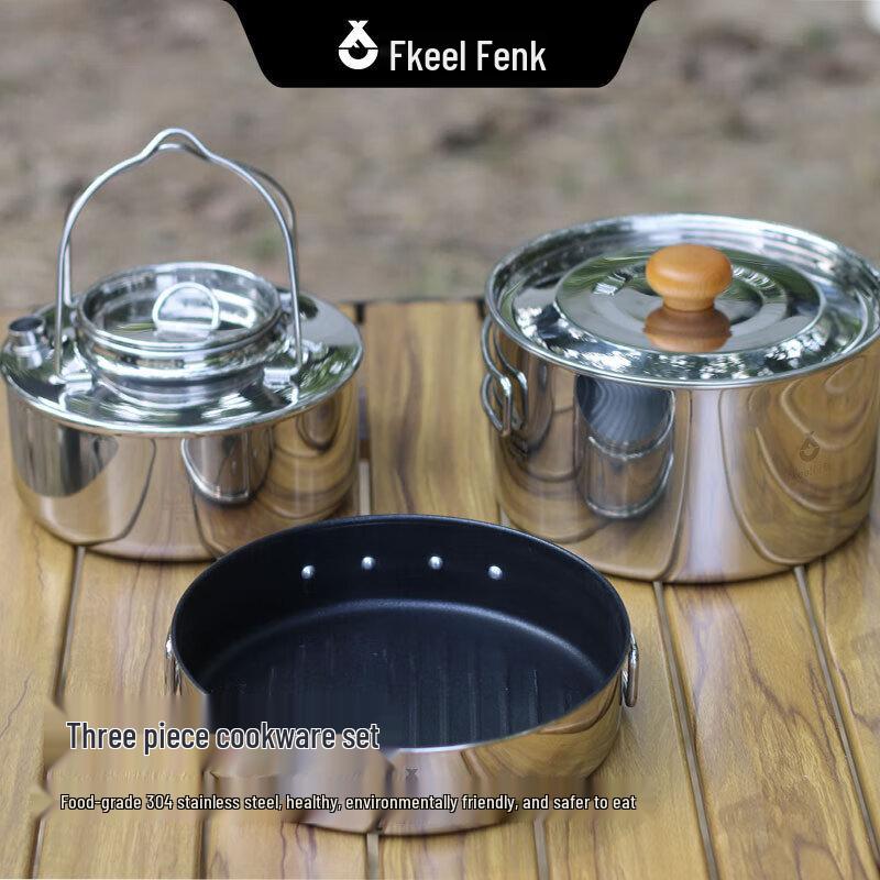 FKEEL Outdoor Camping Cookware Set 3-Piece Set