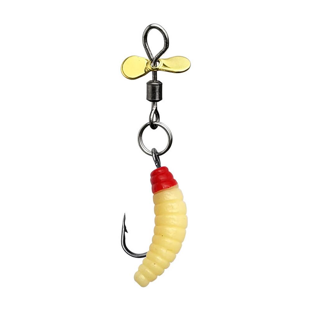 1PC Propeller Bread Worm Fishing Lure Spinner Spinning Bait Rotating Blade Sequin Bionic Fish Lure for Trout Tilapia Perch