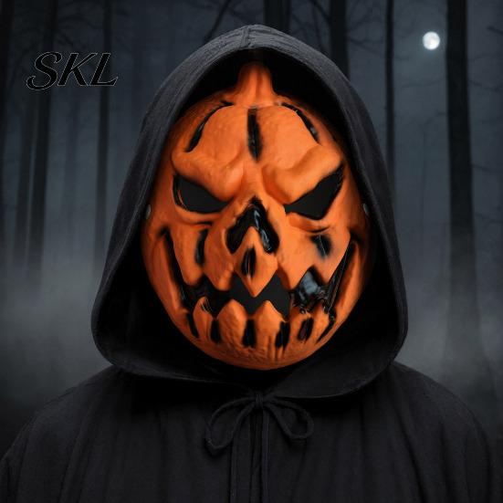 Detailed Pumpkin Ghost Mask Halloween Mask, 3D Spooky Jack O Lantern for Cosplay Party, Lightweight Scary Face Breathable Adults Kids, Trick or Treat