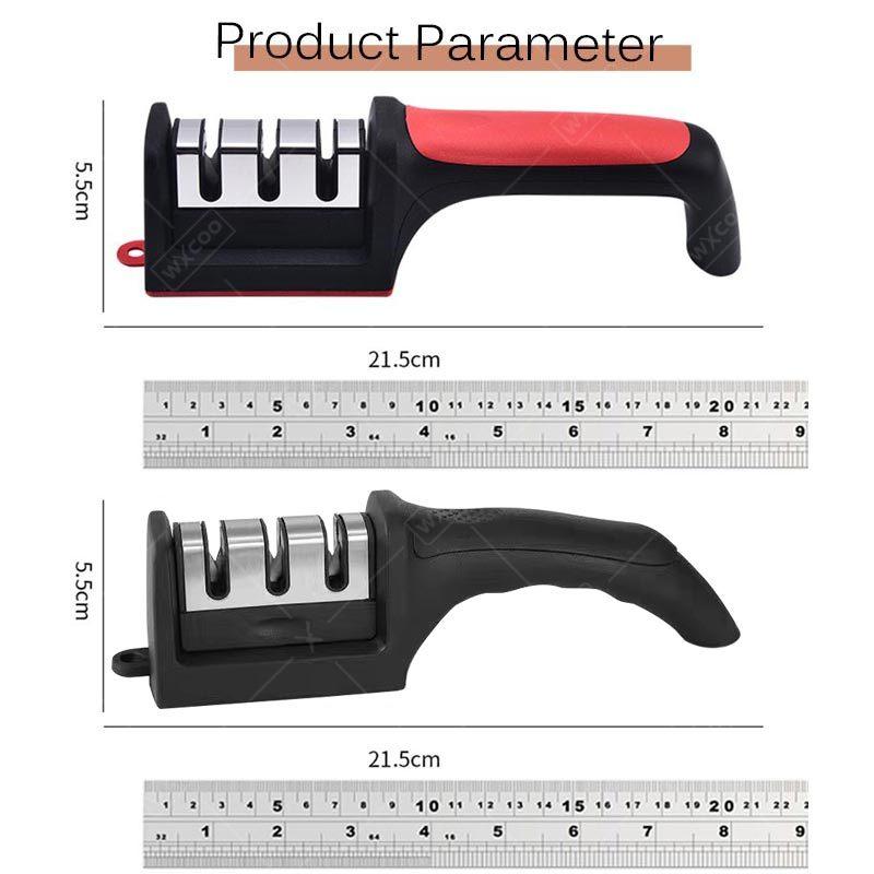 Ořezávátko na nože Brusný kámen Ořezávání Profesionální Multifunkční 3-stupňové Keramické ořezávátko na kuchyňské nože s protiskluzovou základnou