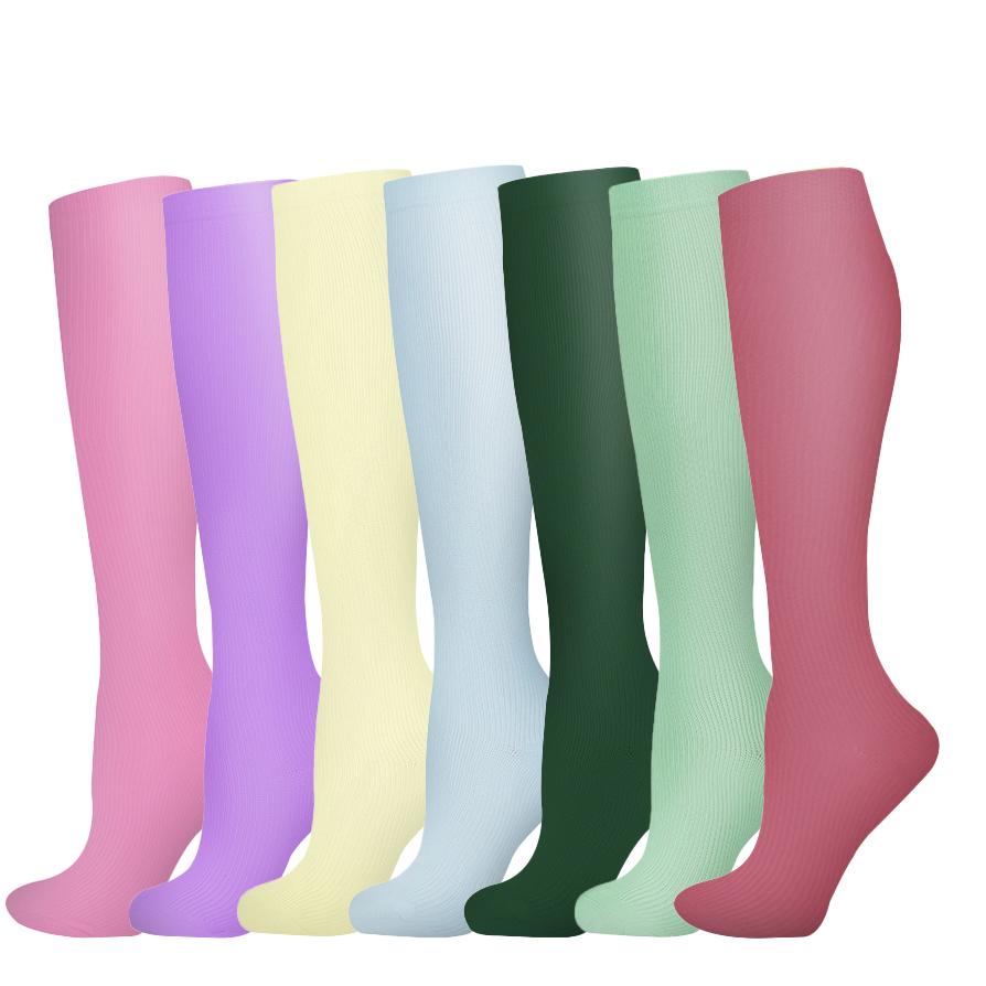 Compression Socks Small Dots Stripe Candy Color Varicose Vein Nurse Sports Running Calf Pressure Stockings Protect Feet Support