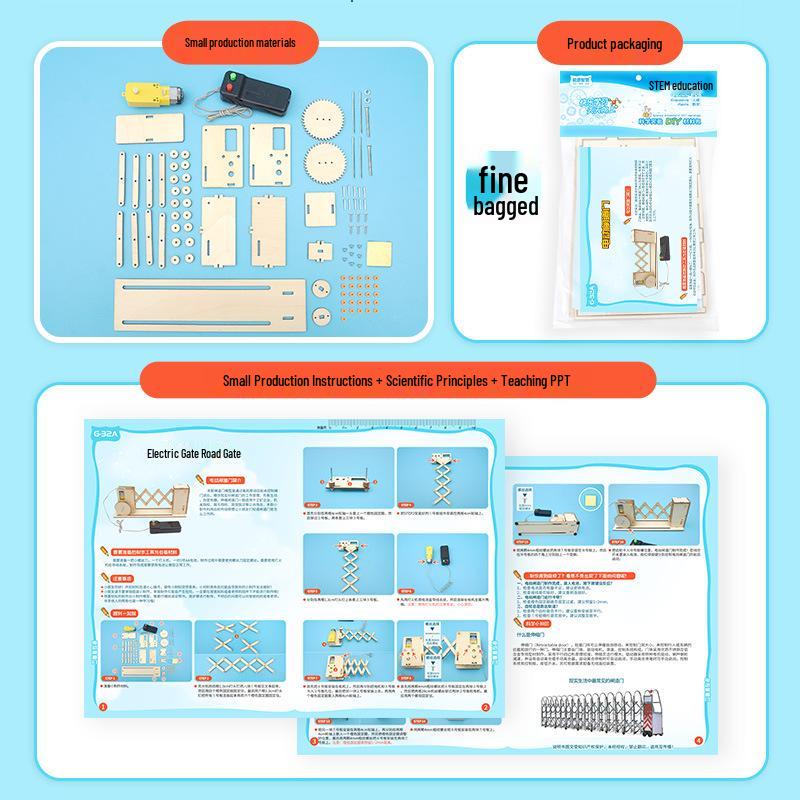 DIY Electric Gate Science Experiment Kit: Wooden Retractable Model for Kids' School Projects