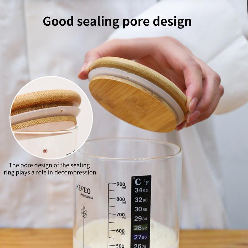 7Pcs Sourdough Starter Jar Kit with Scale 900ml Large Capacity Sourdough Starter Container Reusable Sourdough Fermentation Jar