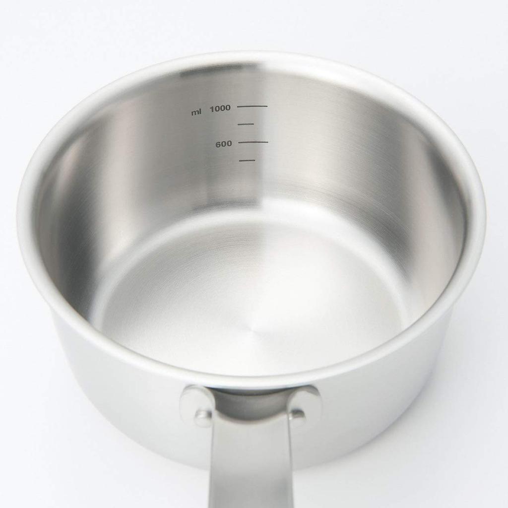 MUJI Dreischichtiger Edelstahll-Aluminium-Kochtopf, ca.. 1,5L, ca.. 36cm B x 13cm H, 82219920, Silber