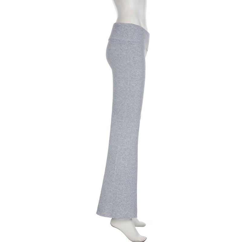 Slim Low Waist Casual Sweatpants For Women Solid Simple Basic Flared Pants Sports Jogging Trousers