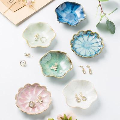 Lotus Leaf Ceramic Jewelry Tray - Decorative Home Ornament.