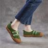 Johnature Retro Loafer mit weicher Sohle Echtes Leder Runde Spitze Flach Damen Flache Schuhe