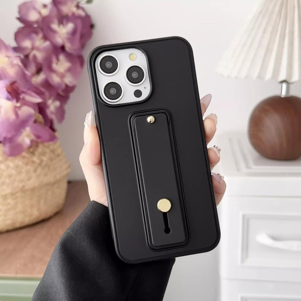 Solid Color Wristband Suitable for Apple 16 ProMax Mobile Phone Case Bracket IPhone 15 Simple All Inclusive Anti Fall Protection