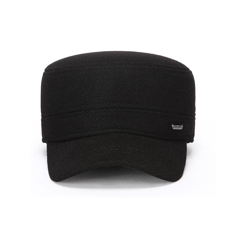 Zimní vlněná teplá bavlněná čepice pro středního věku a starší cyklisty, větruodolná, s ochranou uší, plochá čepice, venkovní