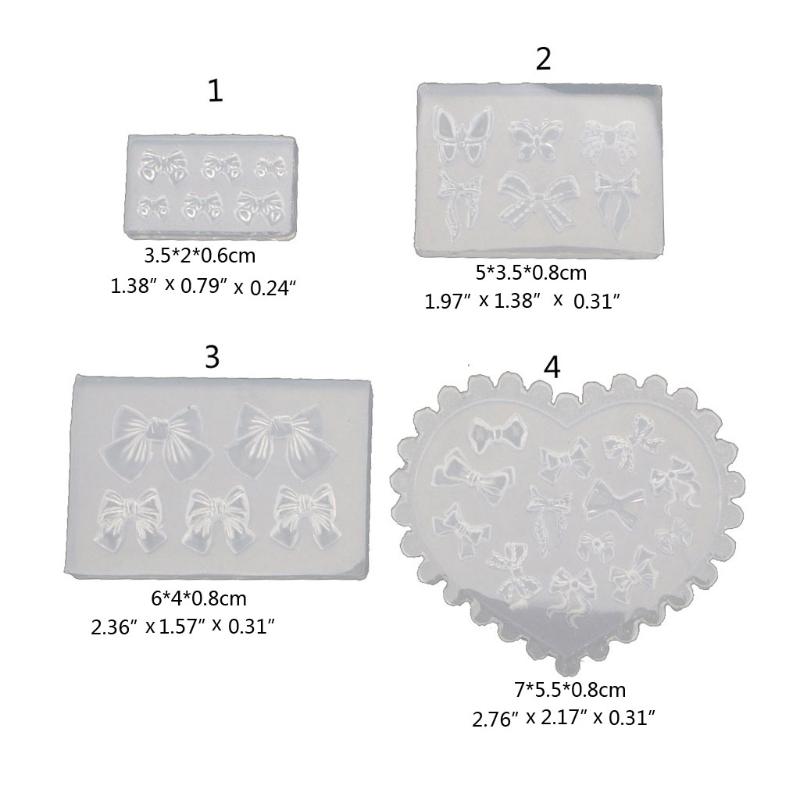 Sculpture Stamping Plate Nails Art Stencils Crystal Epoxy Resin Mold Silicone Nail Carving Mold 3D Mini Bowknot Mould