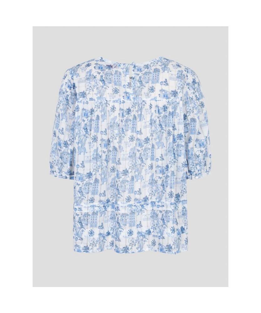 Binpolleidiseu [Daria Song] All-Over Short Sleeve Puff Blouse Sky Blue (Bf6565K51Q)
