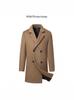 Men's Mid-Length Woolen Double-Breasted Winter Trench Coat - Business Casual Style