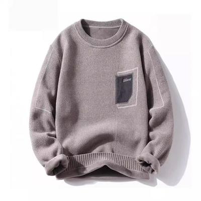 Men's Round Neck Pullover Knit Sweater Vintage Casual Loose Knit Sweater Large Size Tops