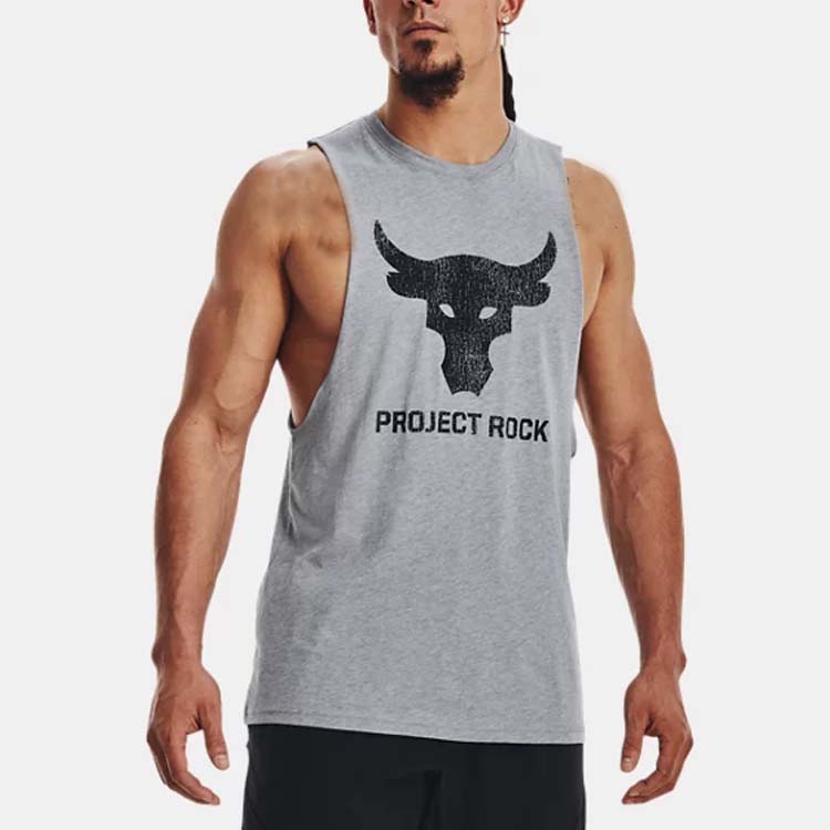 Under Armour Graphic Logo Crew Neck Sleeveless Training Vest Men Gray 1373787-035