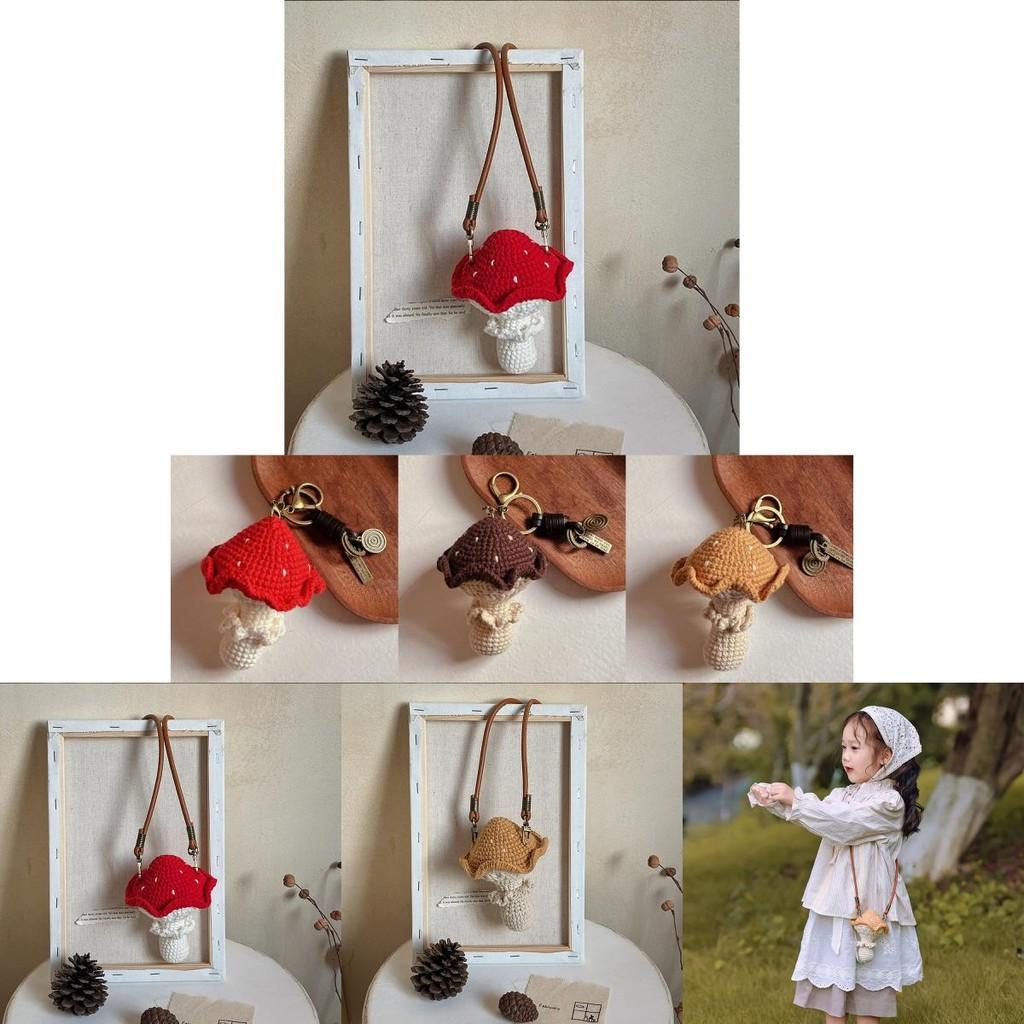 Lovely Knitted Kids Mushroom Bag Versatile Fashion Accessory For Everyday Use