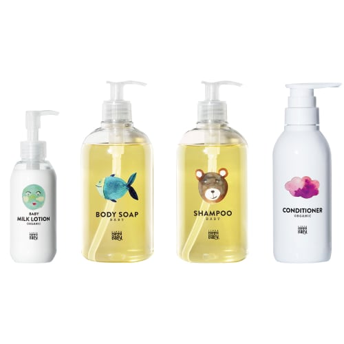 Mama Baby Baby Milk Lotion x Body Soap x Shampoo x Conditioner Set (Additive-Free/Organic/Gift) (150mL x 500mL x 250mL each)
