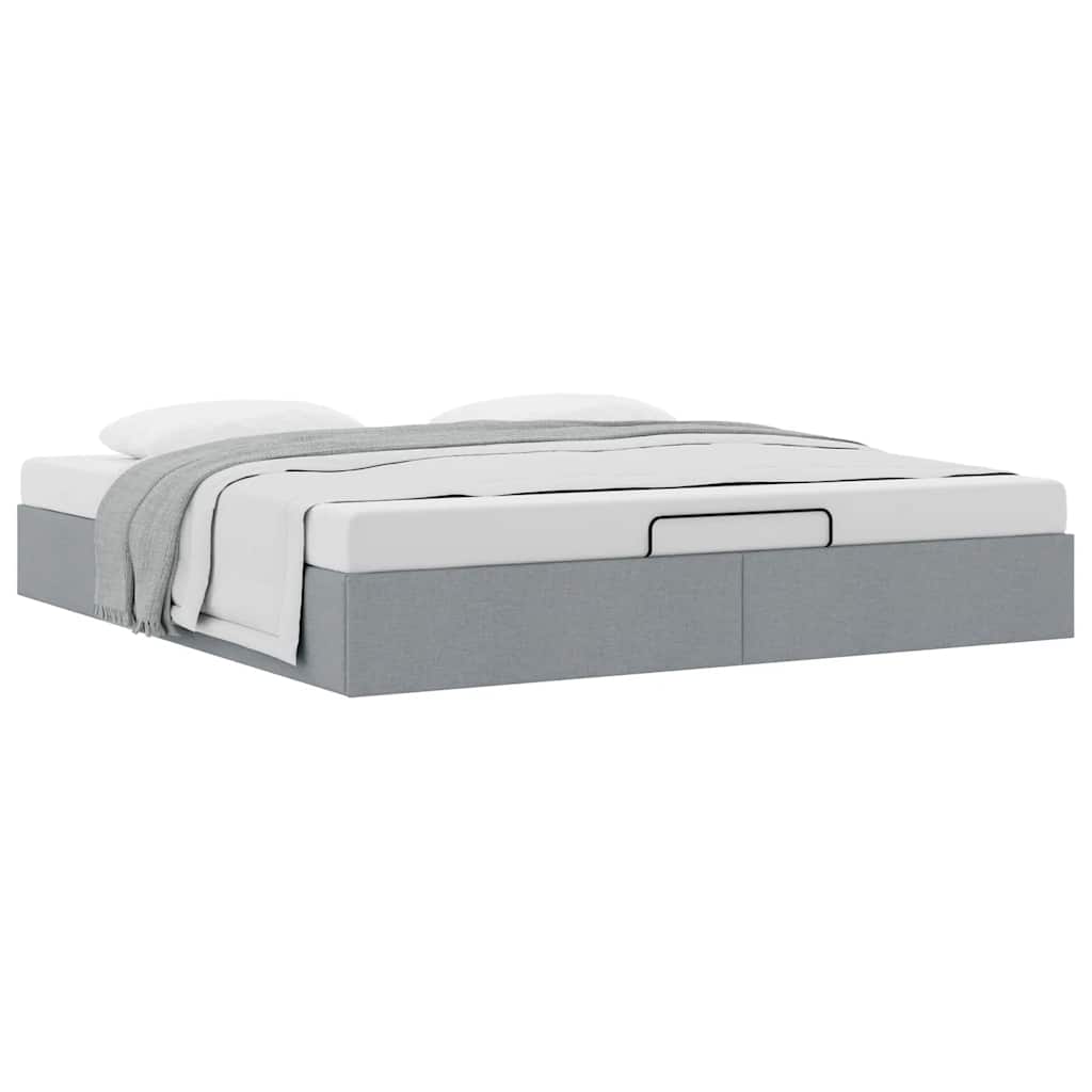 Ottoman Bed without Mattress Light Grey 180x200 cm Fabric