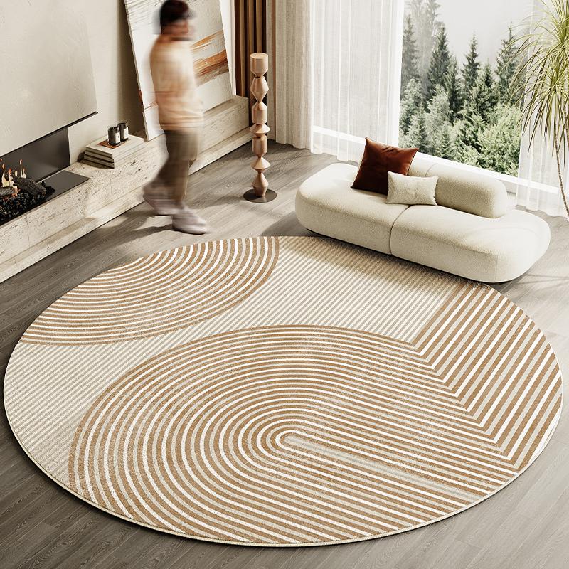Japanese Style Living Room Decoration Striped Carpet Home Round Anti-slip Mat Thick Washable Lounge Rug Simple Rugs for Bedroom