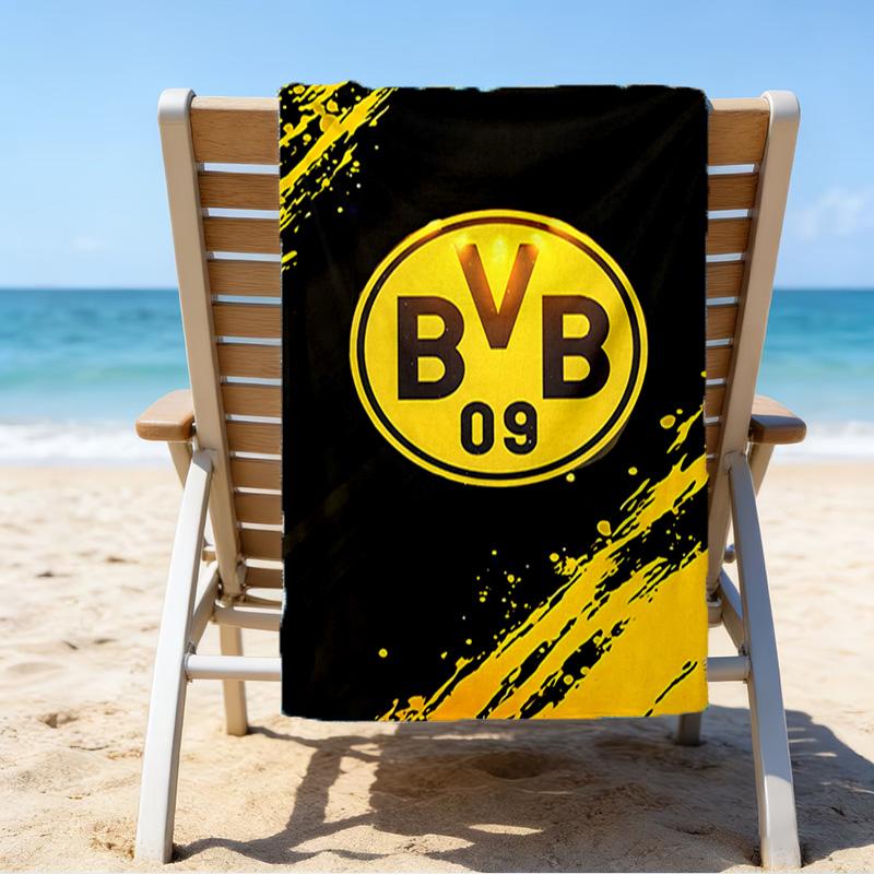 Bvb Soccer Ball Design Printed Beach Towel, Super Soft Microfiber, Perfect Gift Birthday, for Pool, Beach, Travel, for Family and Friends