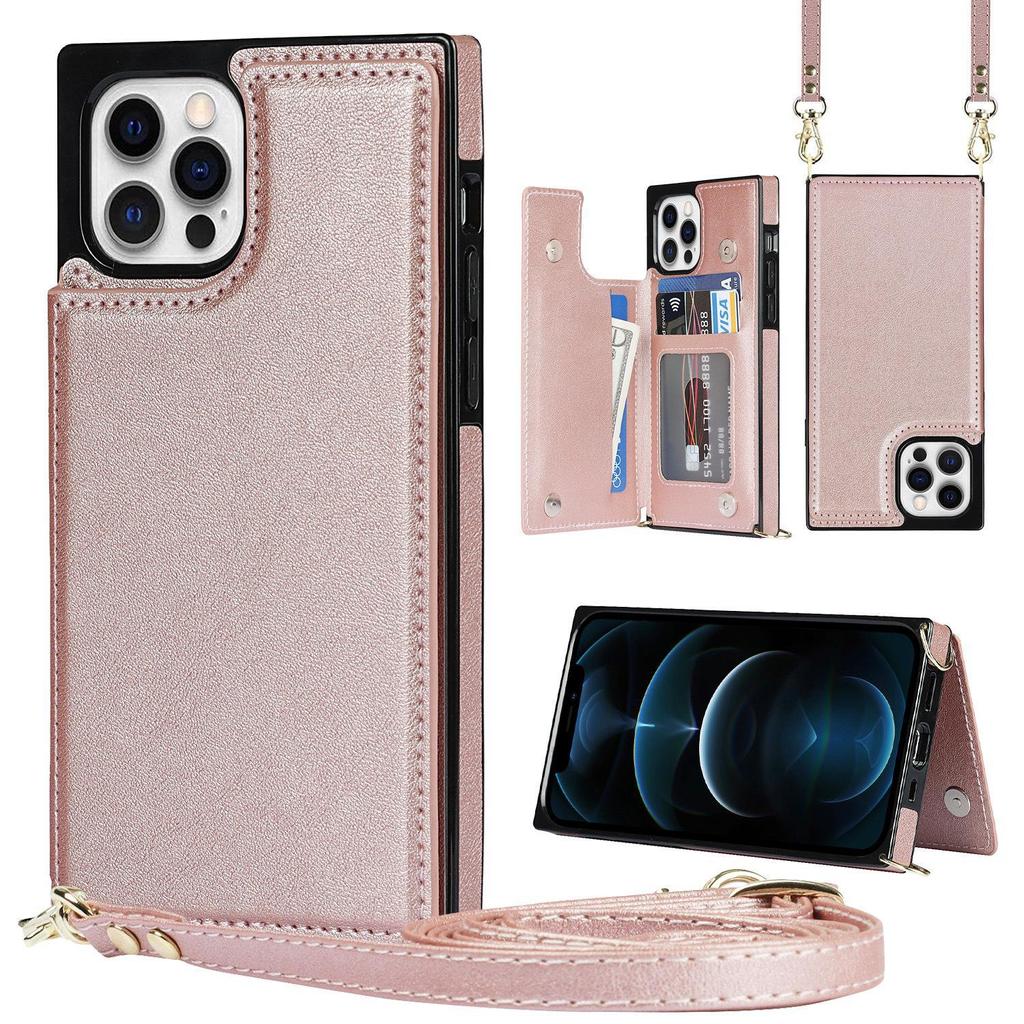 iPhone 14 Crossbody Phone Case with Card Slot for Apple 11/12/13/14 PRO - Women's Leather Protective Cover