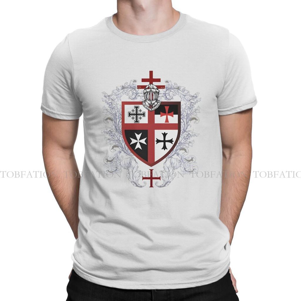 Cross Shield Symbol Medieval Emblem Secret Order TShirt For Male Knights Templar Tops Novelty T Shirt Soft Print  Creative Gift