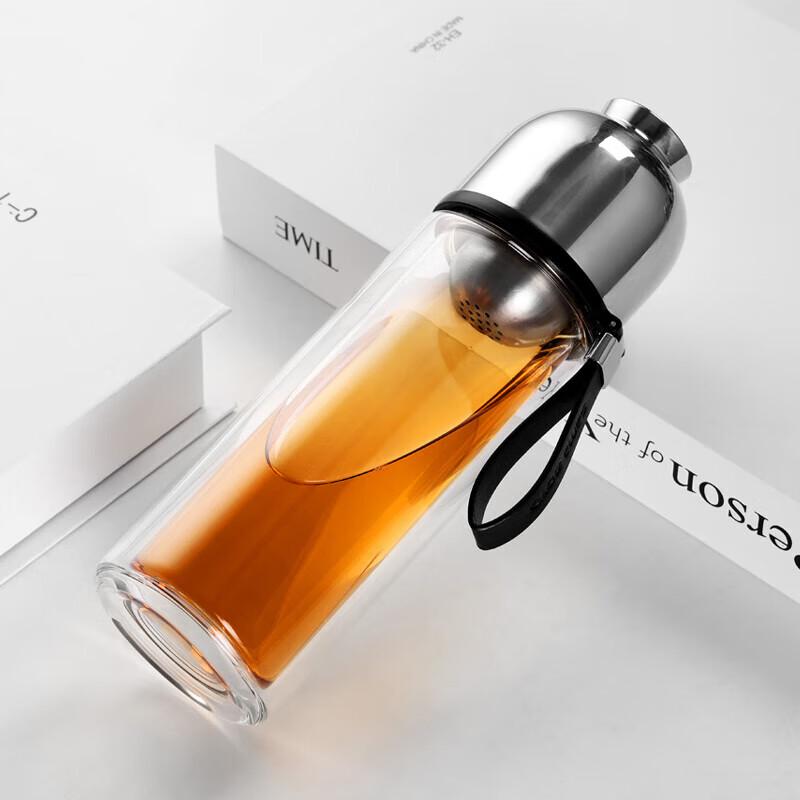 Portable Double-Walled Tea Infuser Glass Bottle
