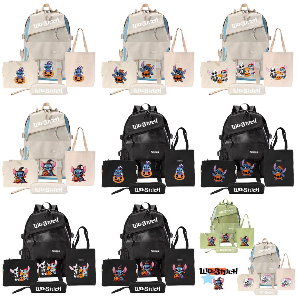Stylish And Versatile Stitch Backpack Set With Four Unique Pieces For Students