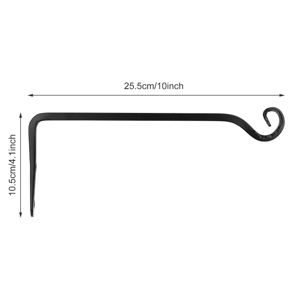2Pcs Iron Wall Mount Hook White, Black 25.5*10.5cm Planter Bird Feeder Wall Hook Clothes Hook with Self-tapping Screws