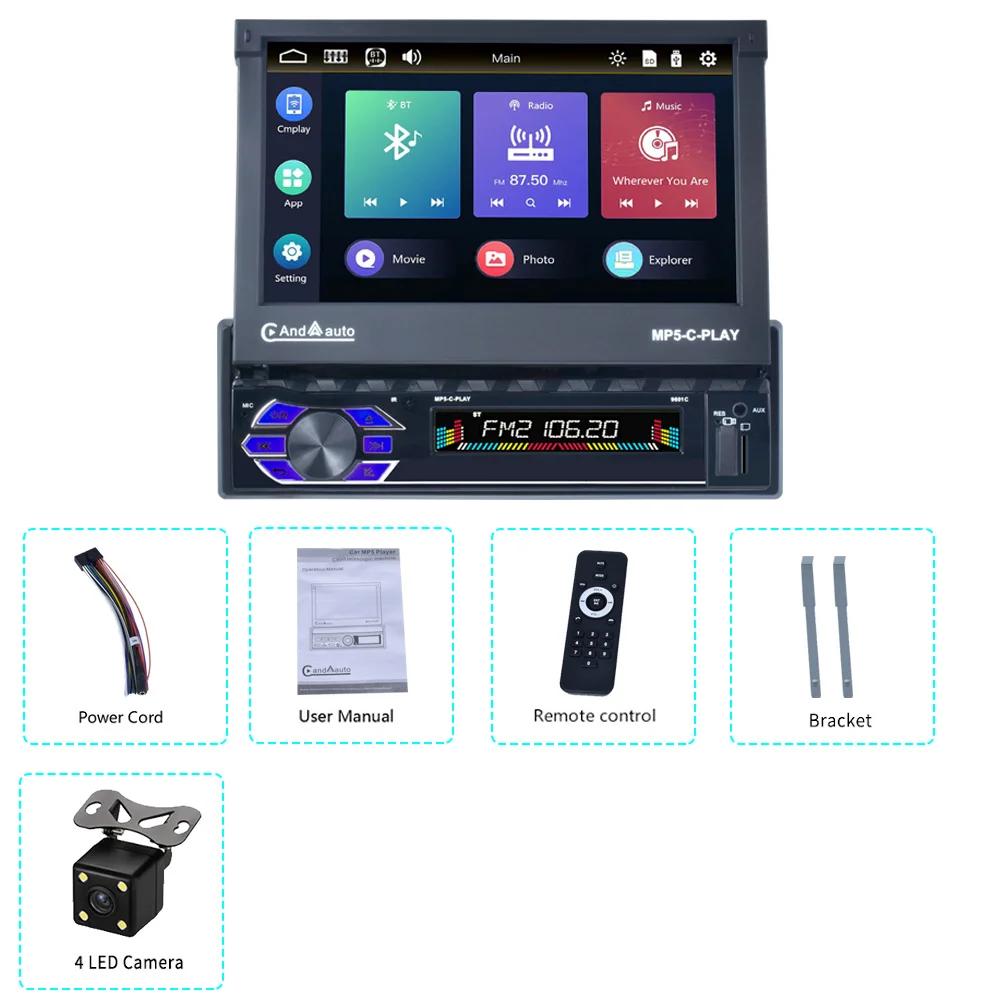 TOYOUSONIC 7 Inch Car Radio Retractable Screen Universal Multimedia Video Player CarPlay Android Auto USB BT 1 Din MP5 Stereo