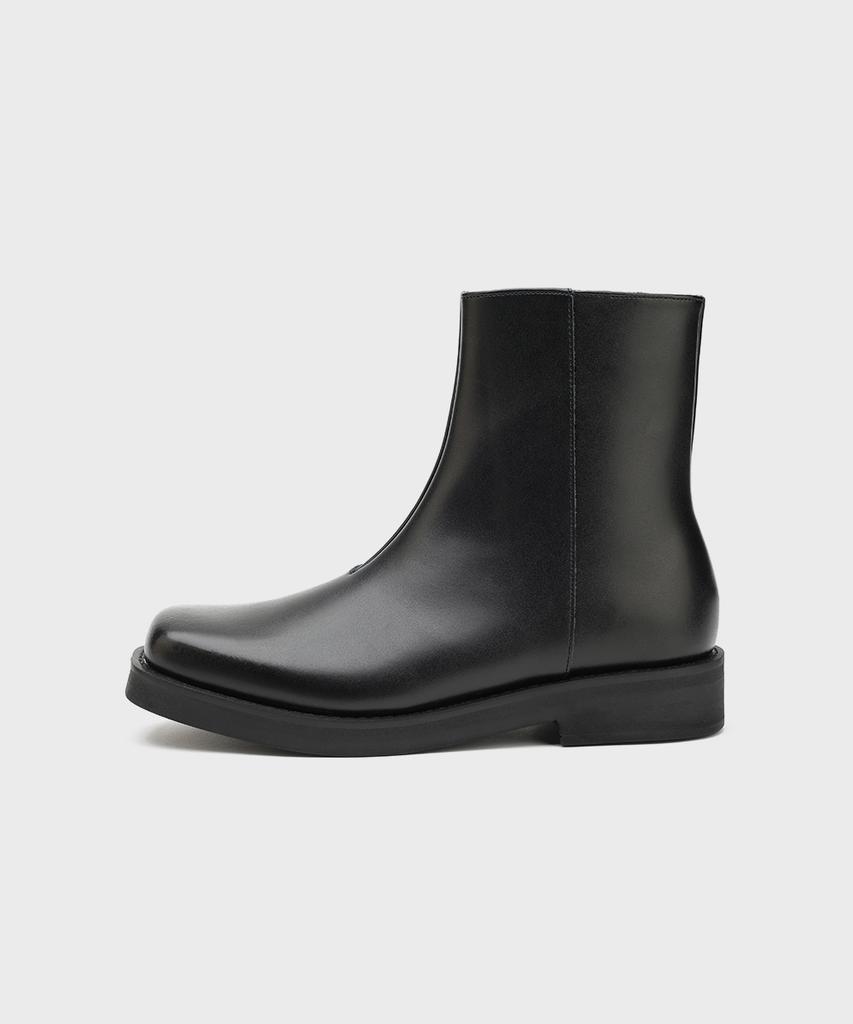 Firenze Atelier [Second.A] Minimal Square Toe Zip-Up Boots 2Ndf4300Gb [Black]