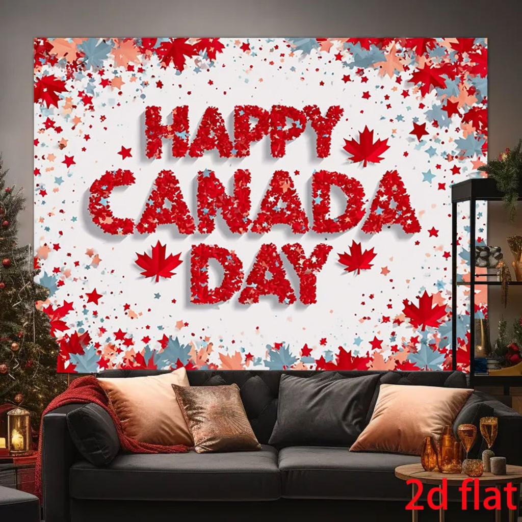 1 2D flat Canada Day Happy Leaf themed background banner suitable for gatherings