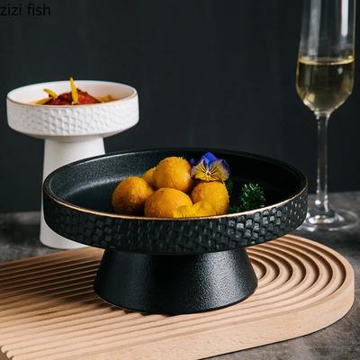 Piatto Rotondo in Ceramica per Pasta e Bistecche Ciotola per Insalata Bacini per Zuppa Piatto da Cucina Stoviglie Monocolore Vassoio Alto per Snack e Dolci