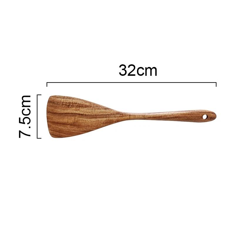 Nowa Łyżka do Zupy z Długim Uchwytem z Drewna Teakowego z Drewnianym Sitkiem, Specjalna Drewniana Szpatułka do Garnków Nieprzywierających, Drewniana Łyżka do Gotowania do Domowej Kuchni