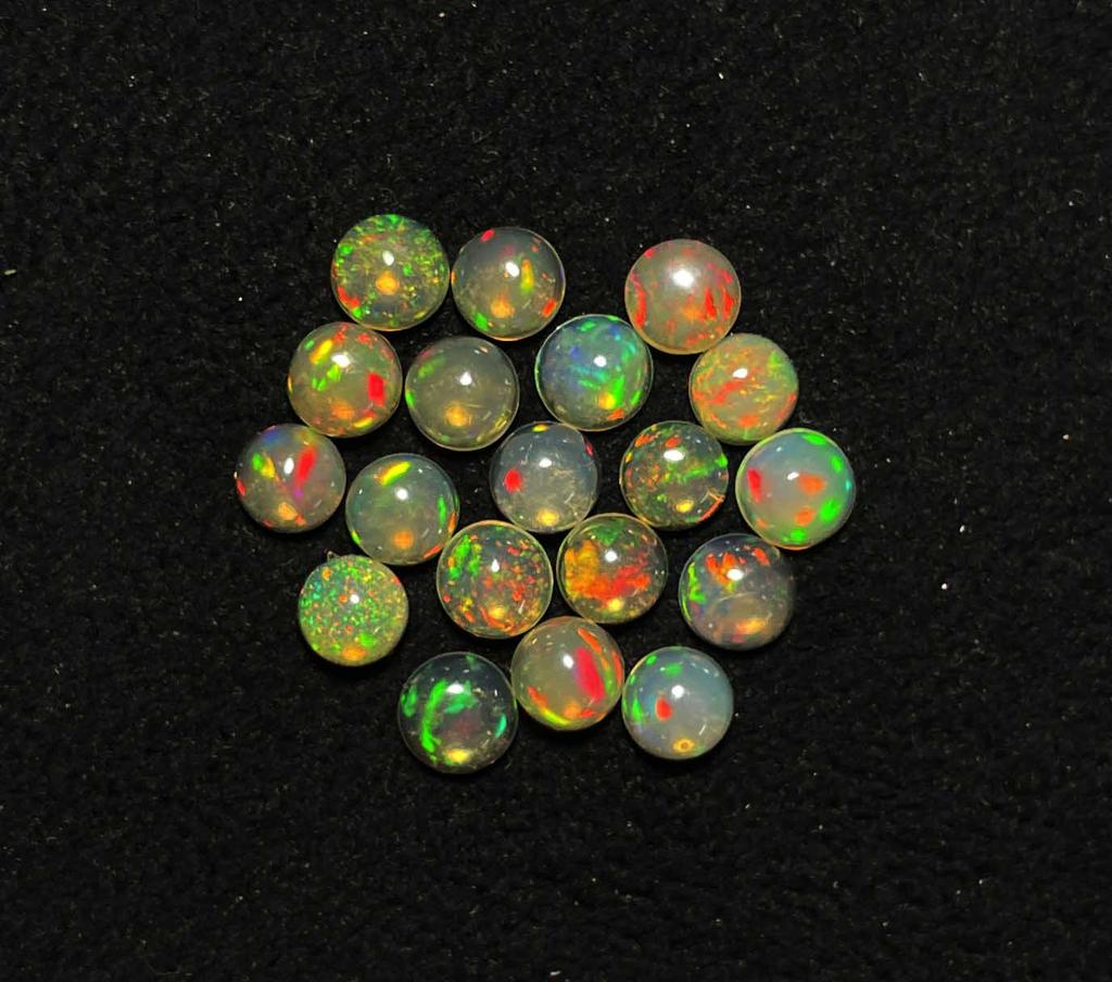 natural Excellent Quality Ethiopian Opal Round Cabochon Loose Gemstone Lot 20 Pcs 7 MM Opal Cabochon Gemstone For Jewelry Making