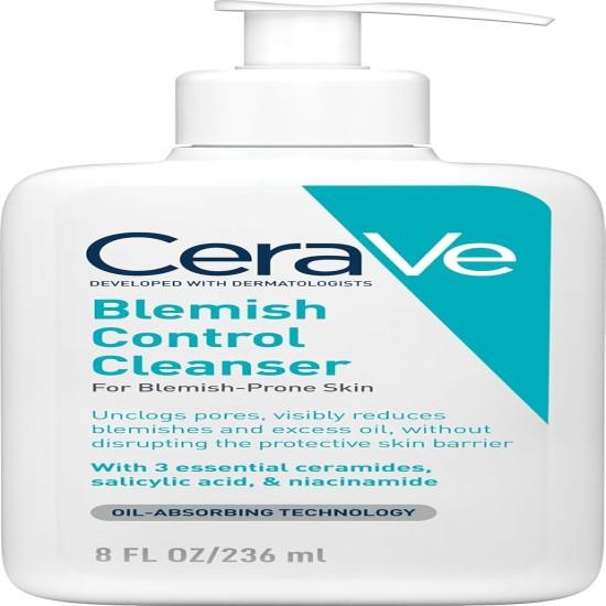 CeraVe Blemish Control Cleanser with 2% Salicylic Acid & Niacinamide for Acne Prone Skin, Controls Acne & Spots, Unclog Pores & Reduces Blemishes