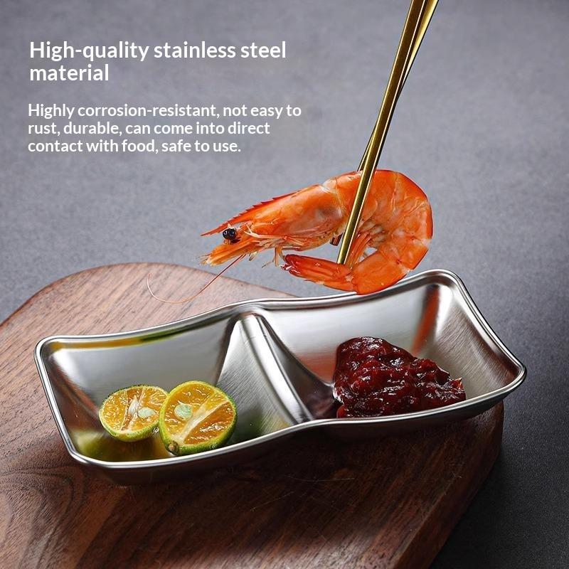 Muti-Grid 304 Stainless Steel Seasoning Plate Sauce Divide Dishes Hot Pot Bbq Soy Vinagar Dish For Kitchen Gadgets