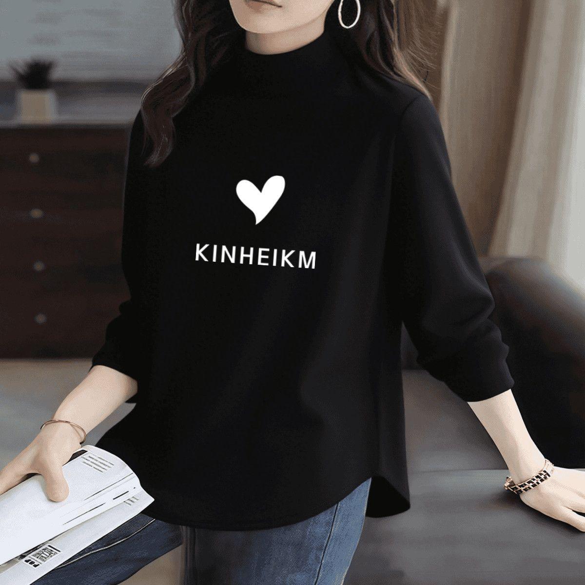 

Women s Plus Size Fleece Half-High Collar Long-Sleeve T-Shirt M for 80-100 Jin