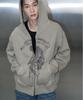 Pitchblack Vintage Pigment Printing Hood Zip Up (Beige)