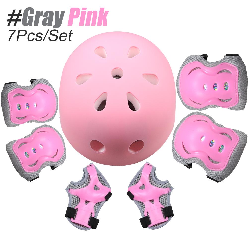 

7Pcs Kids Bike Helmet For Girls And Boys With Wrist Guard And Knee & Elbow Pads Adjustable Protective Gear For Toddler Skating