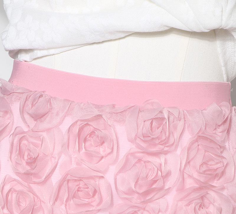 3D Rose Midi Tulle Skirt - Fluffy, Elastic High Waist, Slimming, Versatile A-line for Women
