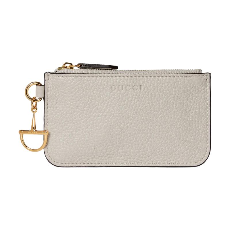 Gucci Softbit Series Card Holder Grained Leather Card Holder Women's Light Gray