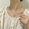 Su Chuang S925 Sterling Silver Black Diamond Plum Blossom Necklace for Women, Elegant Light Luxury Versatile Clavicle Chain