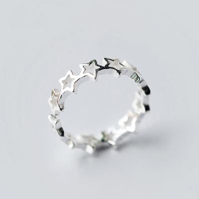 Huitan New Trendy  Color Star Open Rings for Women Minimalist Hollow Out Design Fashion Versatile Girl Accessories Jewelry