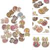 Tinksky Wooden Buttons Multicolored Cat Shaped 2 Holes Wood Printing Sewing Buttons for Sewing and Crafting DIY, Pack of 50 (Mixed Color)