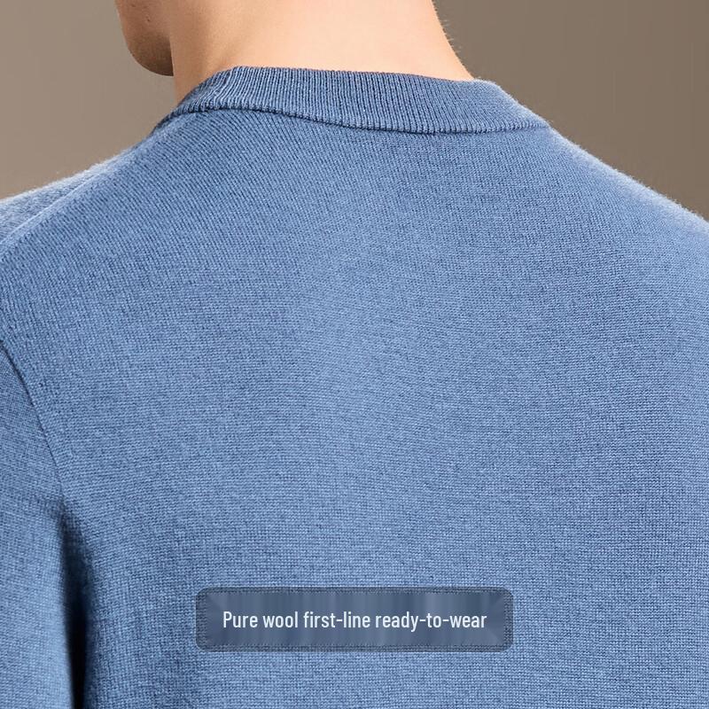 Antonio Men's 100% Lamb Wool Embroidered Round Neck Sweater