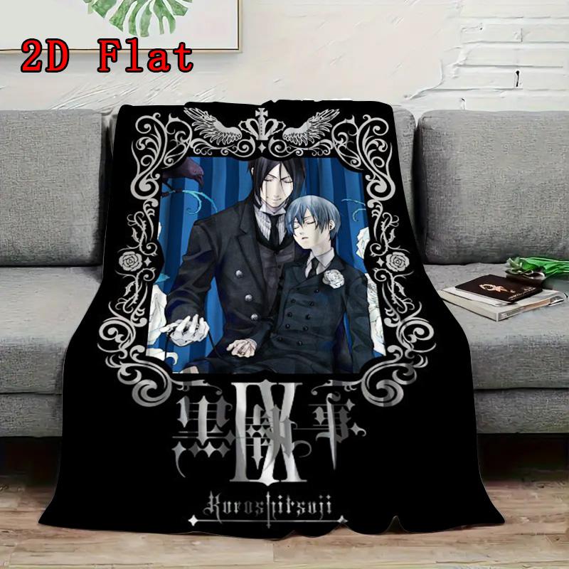 Black Butler 2D Flat Pattern Flannel Blanket High Quality All Seasons Warmth and Comfort Perfect for Christmas Gifts.NMT0928341
