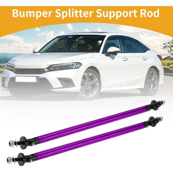 2pcs 200mm/7.87in Car Splitter Support Rods Adjustable Front Rear Bumper Lip Splitter Strut Rod Tie Support Bars Aluminum Alloy Purple