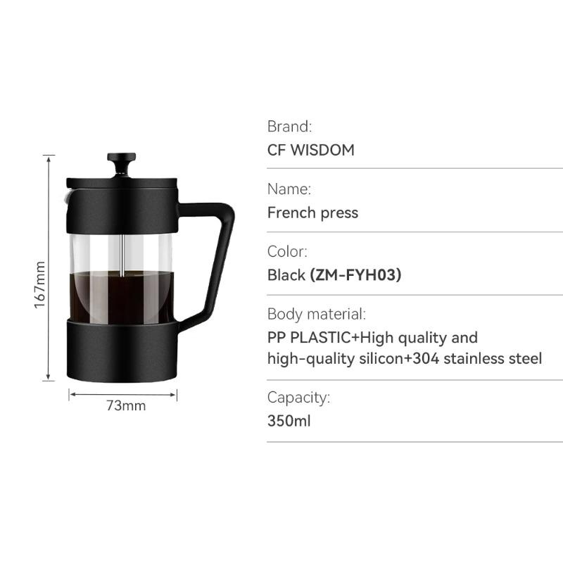 

CF WISDOM 350/600/1000 мл Френч-пресс Кофейник Классический дизайн Стеклянный Чайник для кофе и чая с силиконовым рукавом Для дома и офиса